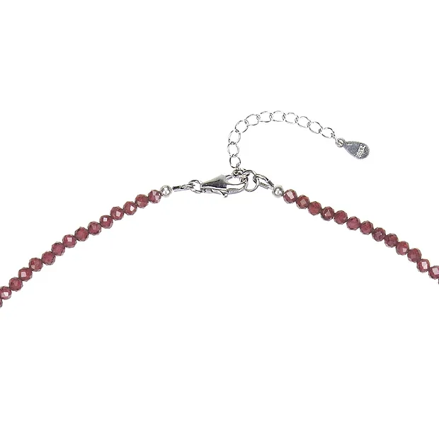 Necklace garnet, beads (3mm), faceted, rhodiniert | Marco Schreier