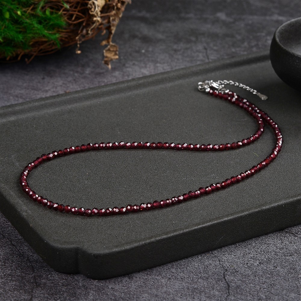 Chaîne Grenat, boules de 3mm, facettées, rhodiées, Chaîne d'extension | Marco Schreier