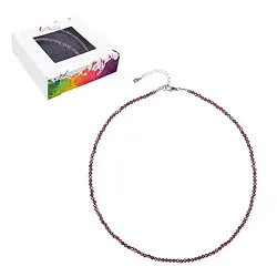 0608212213 Kette Granat, 3mm-Kugeln, facettiert, rhodiniert, Verlängerungskettchen | Marco Schreier