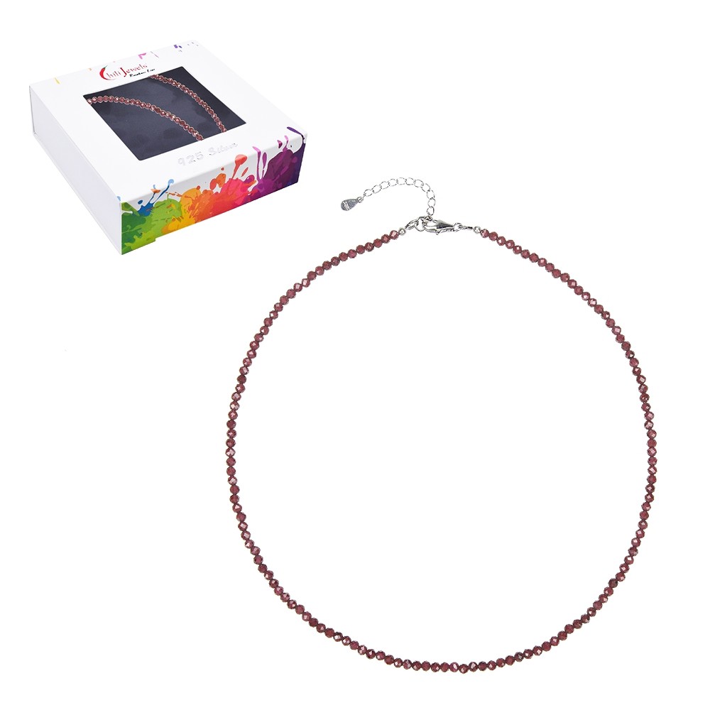 Chaîne Grenat, boules de 3mm, facettées, rhodiées, Chaîne d'extension | Marco Schreier