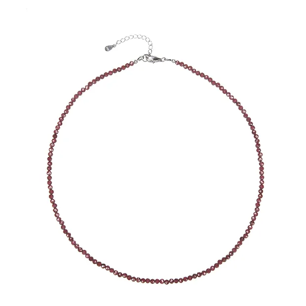 Necklace garnet, beads (3mm), faceted, rhodiniert | Marco Schreier