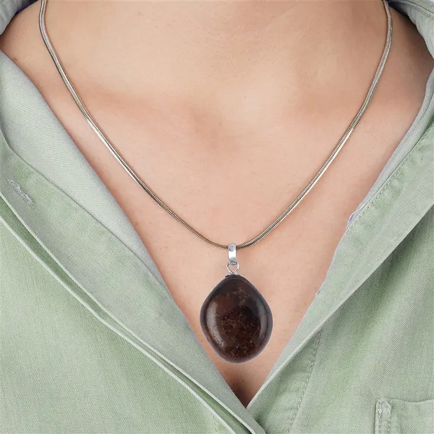 Pendant garnet (Almandine), Tumbled Stone small, rhodiniert | Marco Schreier