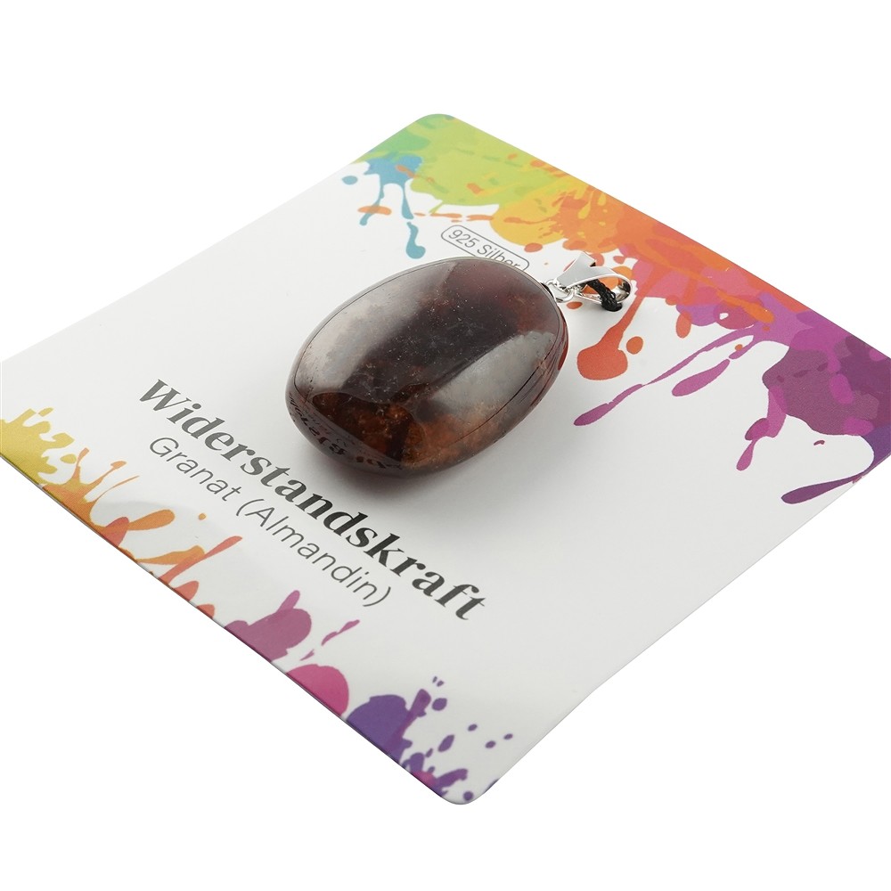 Pendant garnet (Almandine), large Tumbled Stone, rhodiniert | Marco Schreier