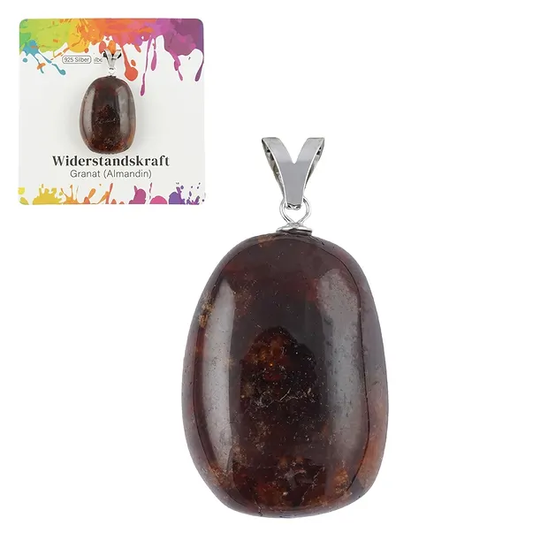 Pendant garnet (Almandine), large Tumbled Stone, rhodiniert | Marco Schreier