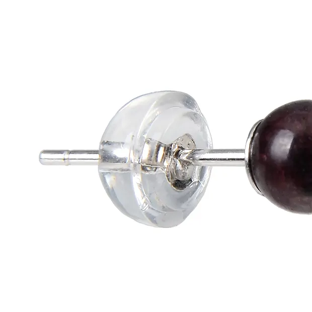 Earstuds garnet, ball, 4mm, rhodiniert | Schreier gems, healing stones & jewelry