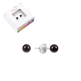 Earstuds garnet, ball, 4mm, rhodiniert | Schreier gems, healing stones & jewelry