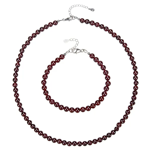 Clous d'oreilles grenat, boule, 6mm, rhodié | Marco Schreier