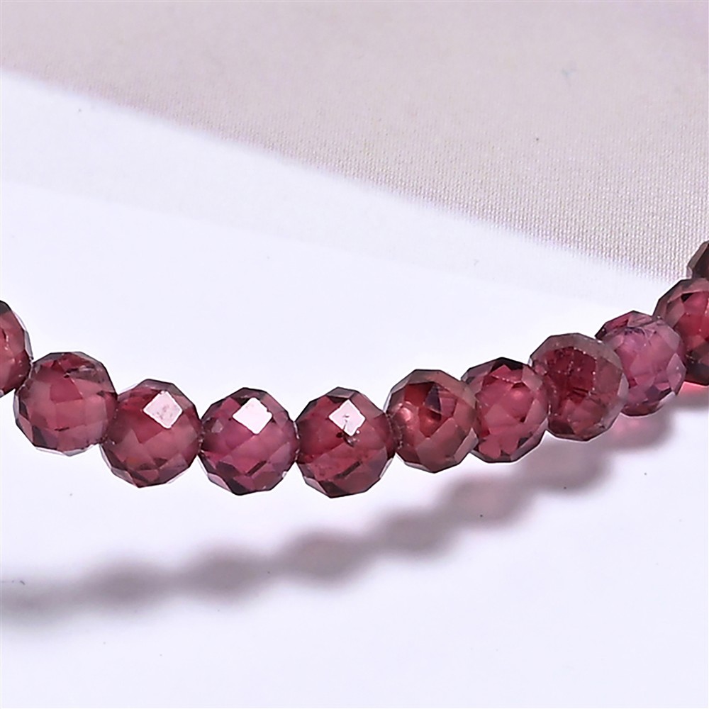 Bracelet, garnet, 03mm beads, faceted, 14cm (short) | Marco Schreier
