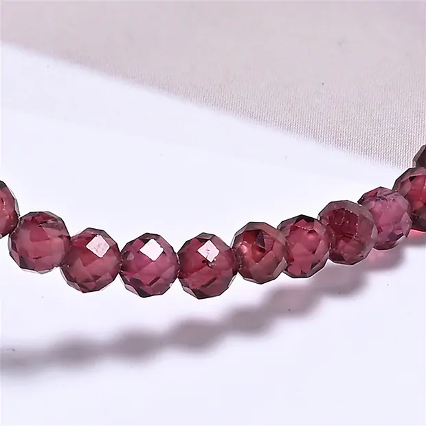 Pulsera, granate, 03mm cuentas, facetado, 14cm (corto) | Marco Schreier