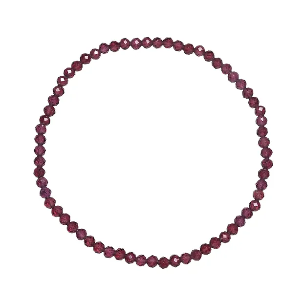 Bracelet, garnet, 03mm beads, faceted, 19cm | wholesaler gems & healing stones