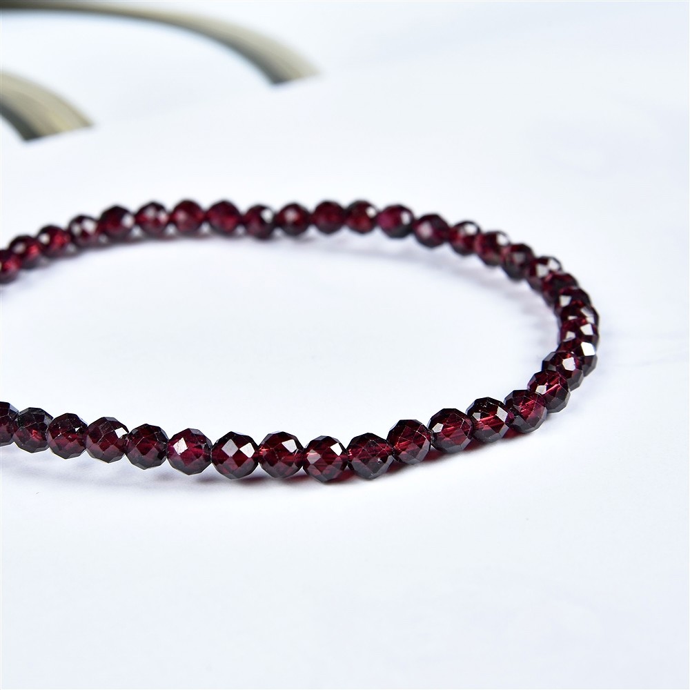 Pulsera, granate, 04mm cuentas, facetado | Marco Schreier