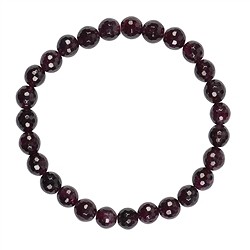 0608251081 Bracelet, garnet, 08mm beads, faceted | wholesale gems, healing stones & jewelry