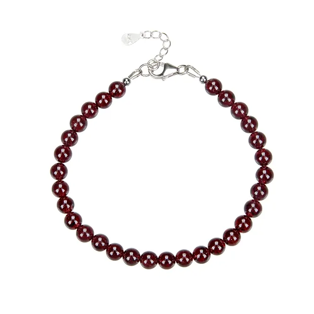 Armband Granat, Kugeln (6mm), rhodiniert | GH Edelsteine, Heilsteine & Schmuck