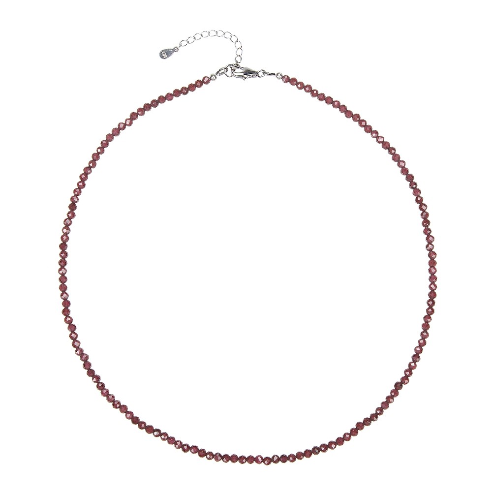 Pulsera granate, cuentas de 3mm facetadas, rodinado, alargador cadena | Marco Schreier