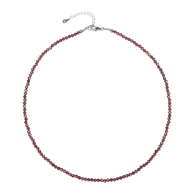 Armband Granat, 3mm-Kugeln facettiert, rhodiniert, Verlängerungskettchen | Marco Schreier