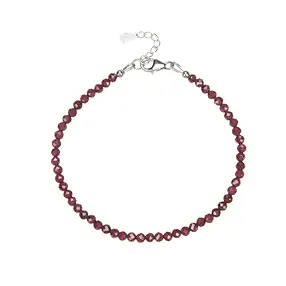 Armband Granat, Kugeln (3mm), facettiert, rhodiniert | Marco Schreier