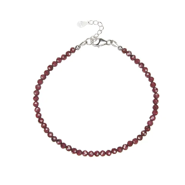 Armband Granat, Kugeln (3mm), facettiert, rhodiniert | Marco Schreier