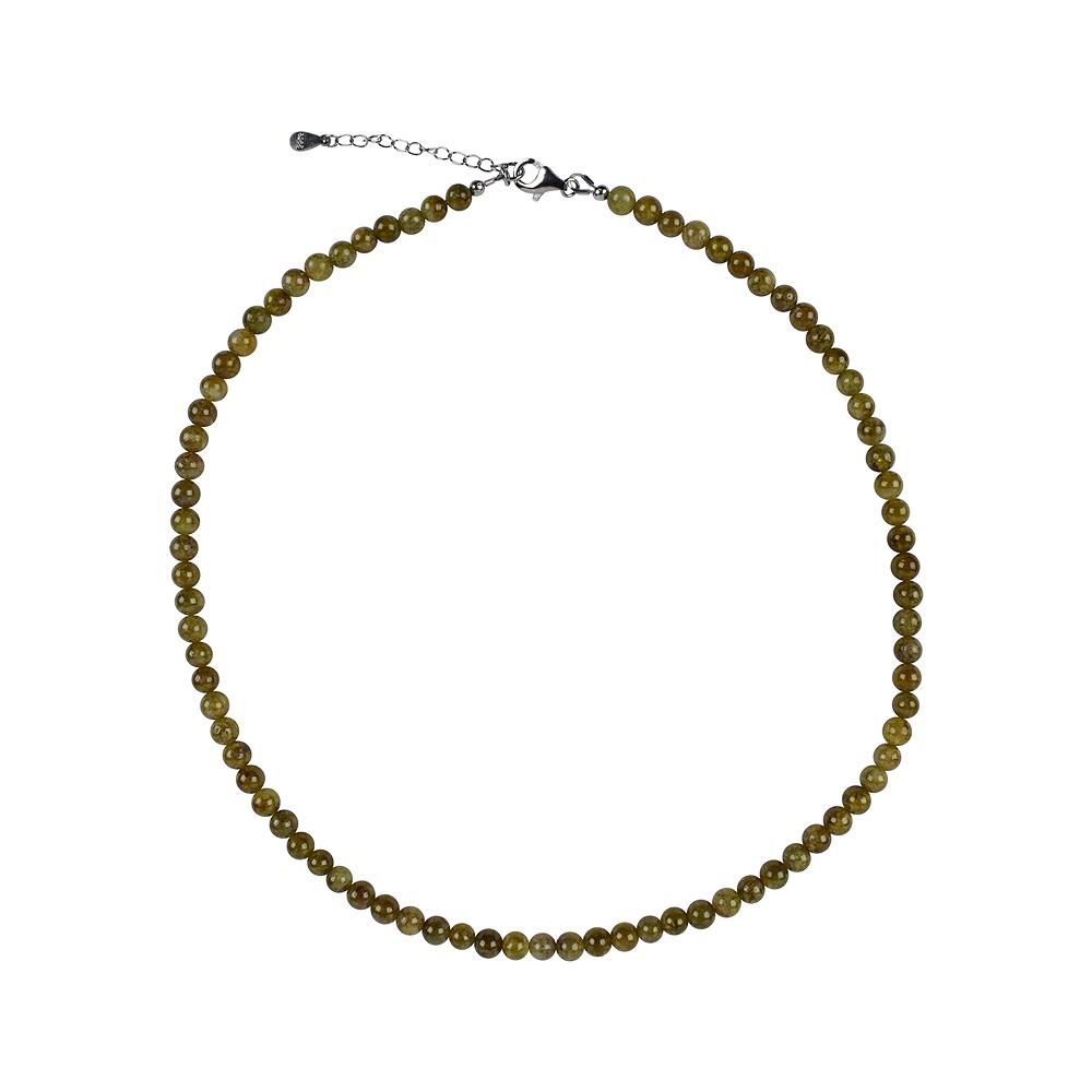 Collar de granate (Grossular), cuentas de 6 mm, rodinado, cadena extensible | Marco Schreier