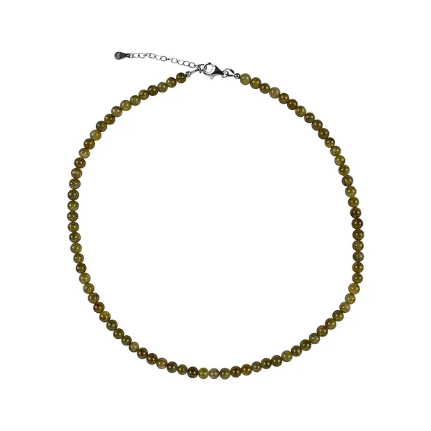 Collar de granate (Grossular), cuentas de 6 mm, rodinado, cadena extensible | Marco Schreier