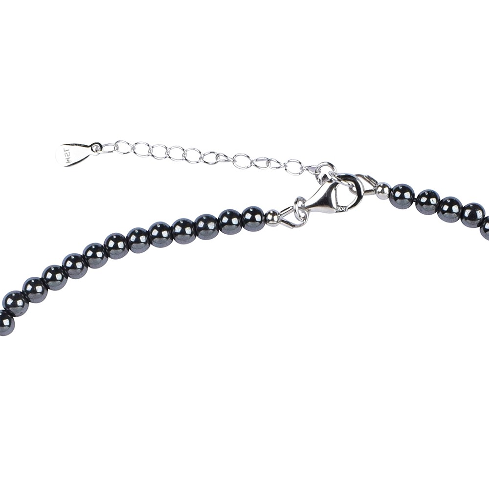 Chaîne Hématite (naturelle), boules (4mm), rhodié, Chaîne d'extension | Marco Schreier