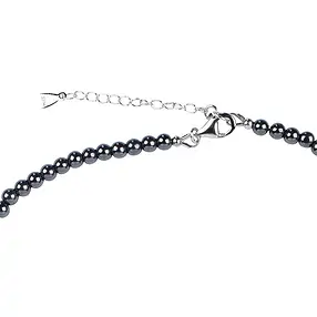 Hematite necklace (natural), beads (4mm), rhodiniert | Marco Schreier