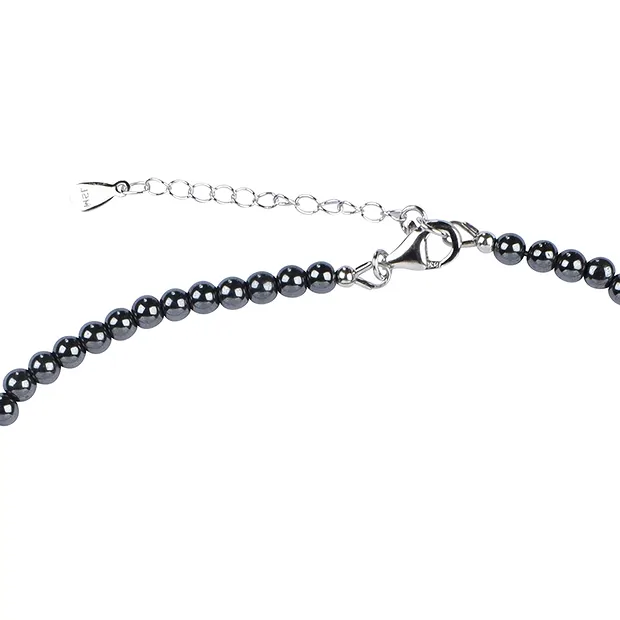 Chaîne Hématite (naturelle), boules (4mm), rhodié, Chaîne d'extension | Marco Schreier