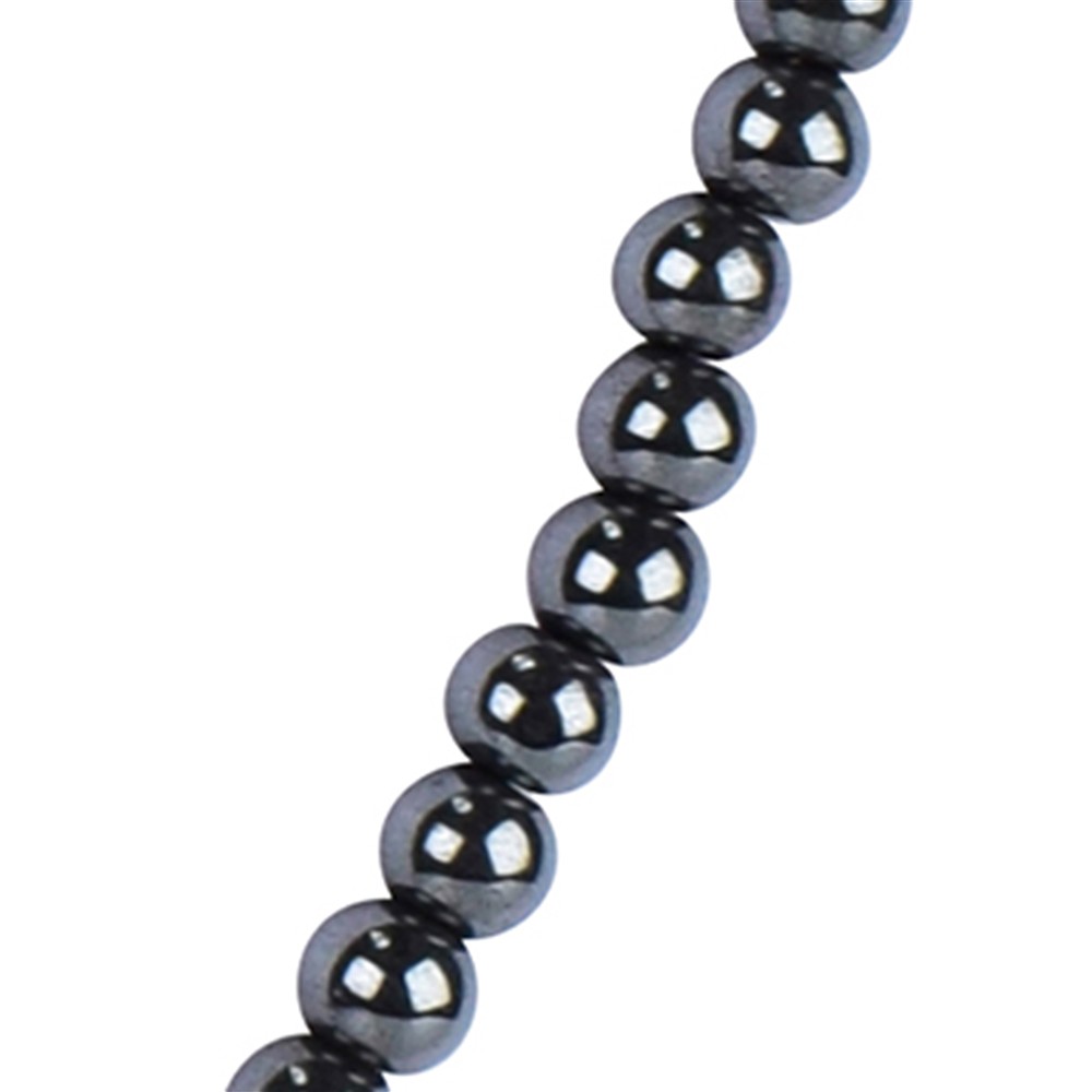 Chaîne Hématite (naturelle), boules (4mm), rhodié, Chaîne d'extension | Marco Schreier