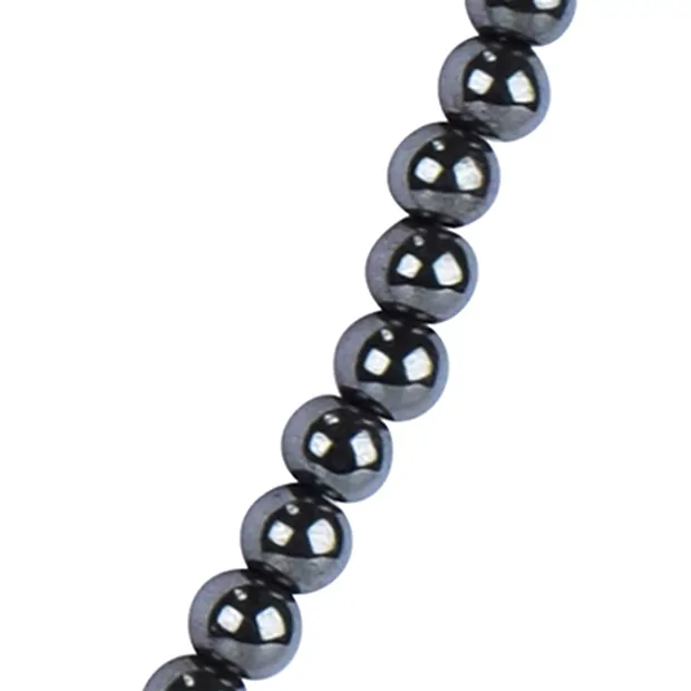 Chaîne Hématite (naturelle), boules (4mm), rhodié | Marco Schreier