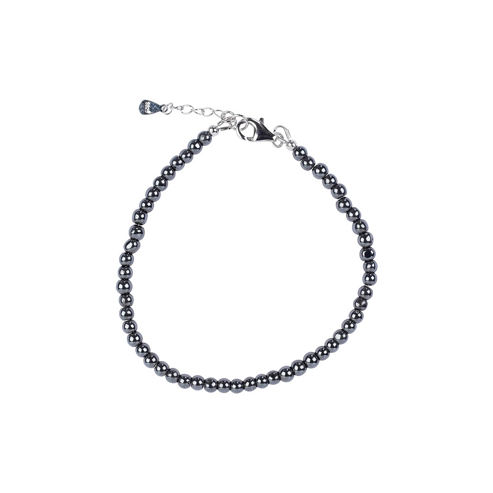 Chaîne Hématite (naturelle), boules (4mm), rhodié, Chaîne d'extension | Marco Schreier