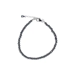 Hematite necklace (natural), beads (4mm), rhodiniert | Marco Schreier