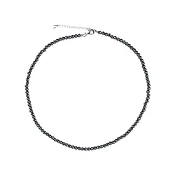 0608512204 Hematite necklace (natural), beads (4mm), rhodiniert, extension chain | Marco Schreier