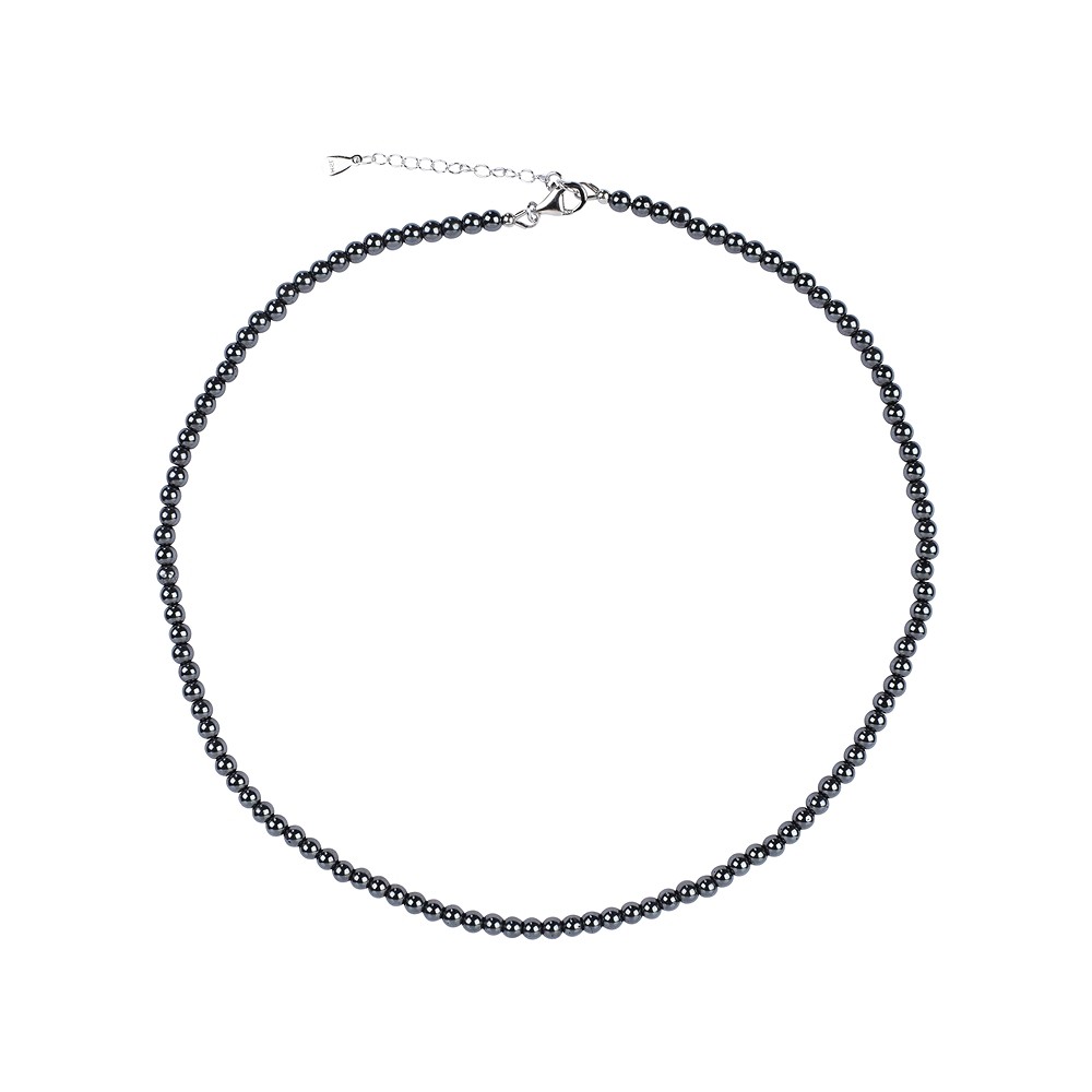 Chaîne Hématite (naturelle), boules (4mm), rhodié, Chaîne d'extension | Marco Schreier