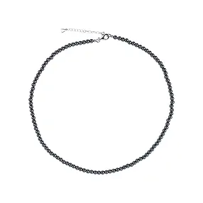 Hematite necklace (natural), beads (4mm), rhodiniert | Marco Schreier