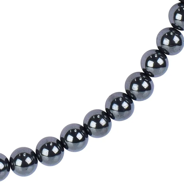 Collana di Ematite (naturale), perline (8 mm), rodiato | Marco Schreier