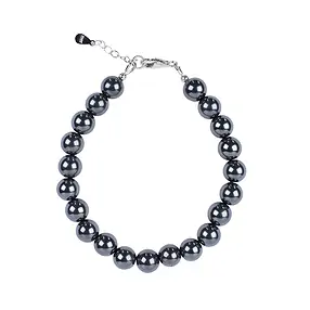 Collana di Ematite (naturale), perline (8 mm), rodiato | Marco Schreier