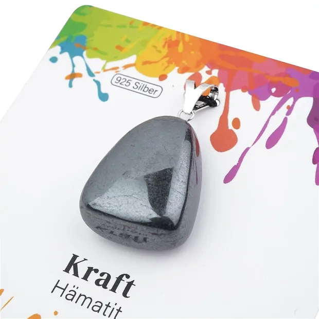 Hematite pendant, large Tumbled Stone, rhodiniert | Marco Schreier