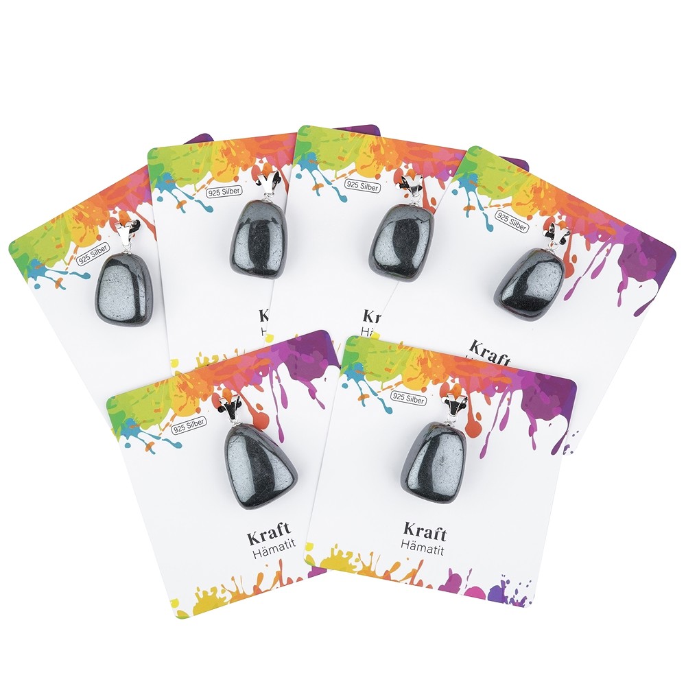 Anhänger Hämatit, Trommelstein groß, rhodiniert | Marco Schreier