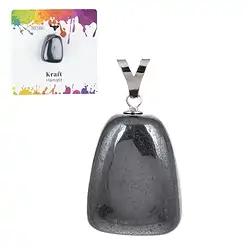 0608525107 Pendentif Hématite, Pierre roulée grand modèle, rhodié | Marco Schreier