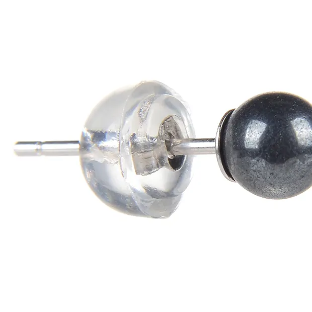 Clous d'oreilles Hématite (naturelle), boule, 4mm, rhodié | Marco Schreier