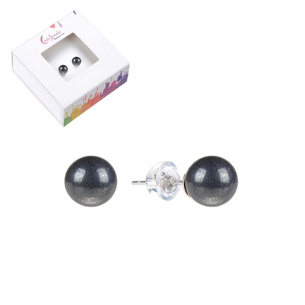 Ohrstecker Hämatit (natur), Kugel, 6mm | Edelsteine, Heilsteine & Schmuck-Handel