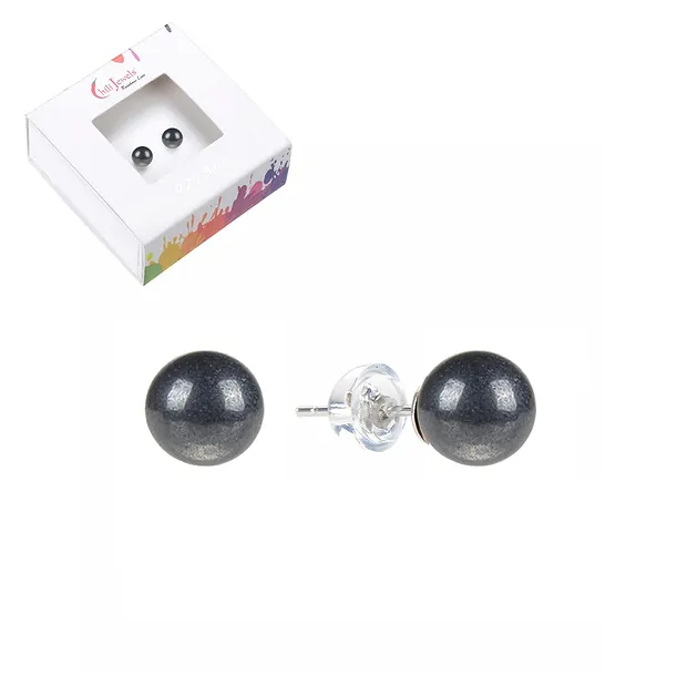 Earstuds Hematite (natural), ball, 6mm | Schreier gems, healing stones & jewelry