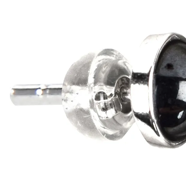 Ohrstecker Hämatit (natur), Cabochon, 6mm, rhodiniert | Marco Schreier