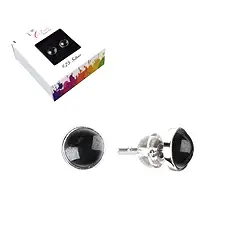 0608545206 Earstuds with Hematite (natural), cabochon, 6mm, rhodiniert | Marco Schreier