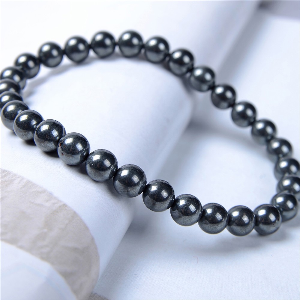 Bracelet, Hematite (natural), 08mm beads | wholesaler gems & healing stones