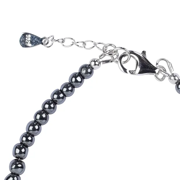 Armband Hämatit (natur), 4mm-Kugeln, Verlängerungskettchen, rhodiniert | Marco Schreier