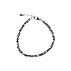0608564040 Armband Hämatit (natur), 4mm-Kugeln, Verlängerungskettchen, rhodiniert | Marco Schreier