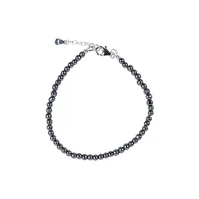Bracciale di Ematite (naturale), perline (4 mm), rodiato | Marco Schreier