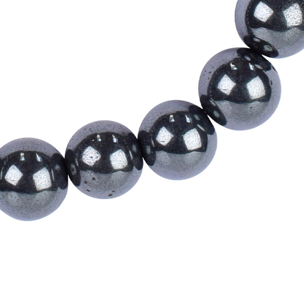 Hematite bracelet (natural), 6mm beads, extension chain, rhodiniert | Marco Schreier