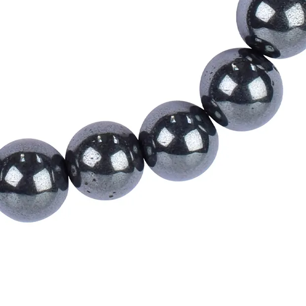 Bracelets en Hématite (naturel), perles rondes (6mm), rhodié | Marco Schreier