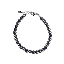 0608564060 Hematite bracelet (natural), 6mm beads, extension chain, rhodiniert | Marco Schreier